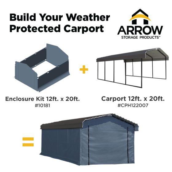 Shelterlogic Enclosure Kit for Arrow Carport, 12 ft. x 20 ft. Gray