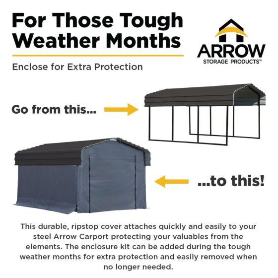 Shelterlogic Enclosure Kit for Arrow Carport, 12 ft. x 20 ft. Gray