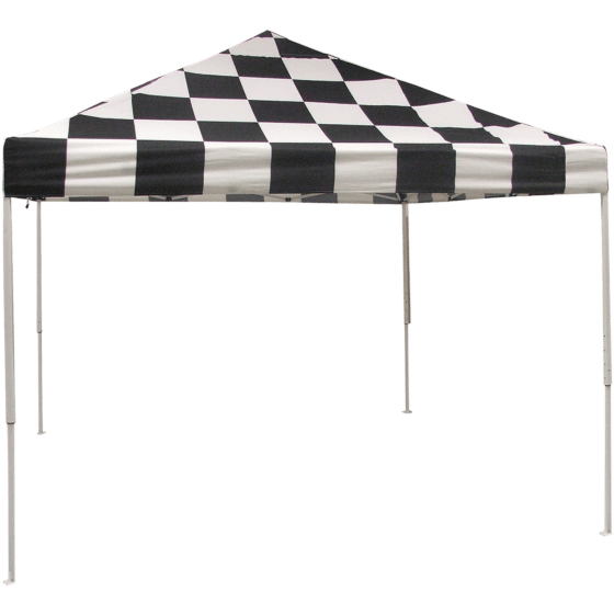 Shelterlogic 10x10 ST Pop-up Canopy, Checkered Flag Cover, Black Roller Bag
