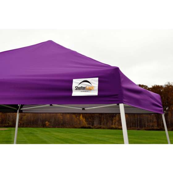 Shelterlogic 12x12 SL Pop-up Canopy, Purple Cover, Black Roller Bag