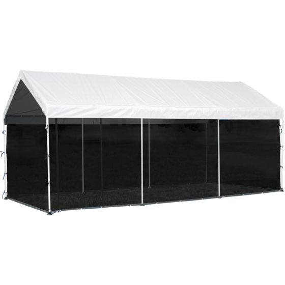 Shelterlogic 10'×20' Canopy, 1-3/8" 8-Leg Frame, White Cover, Screen Kit