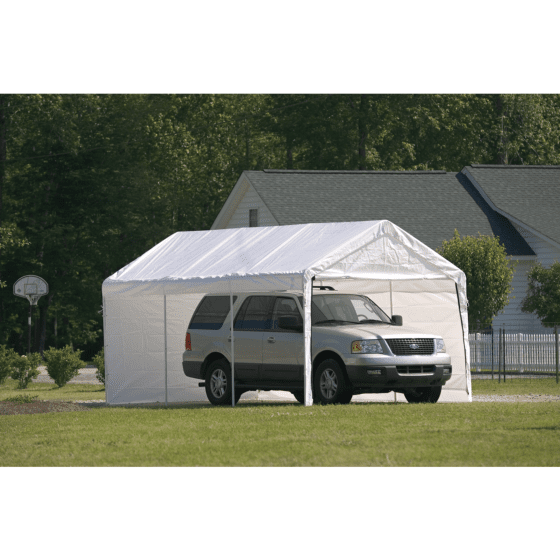 Shelterlogic 10'×20' Canopy, 2" 8-Leg Frame, White Cover, Enclosure Kit, FR Rated