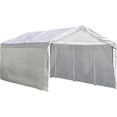 Shelterlogic 10'×20' Canopy, 2" 8-Leg Frame, White Cover, Enclosure Kit, FR Rated