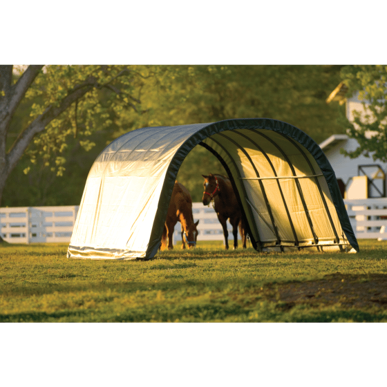 Shelterlogic 12x20x8 Round Style Run-In Shelter, Green Cover