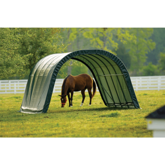 Shelterlogic 12x20x8 Round Style Run-In Shelter, Green Cover