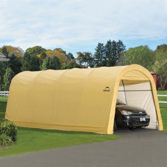 Shelterlogic 10x20x8 ft. / 3x6,1x2,4 m Round Style Auto Shelter, 1-3/8" / 3,5 cm 5-Rib Frame, Sandstone Cover