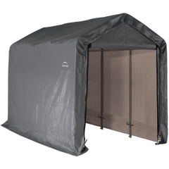 Shelterlogic 6×12×8 Peak Style Storage Shed, 1-3/8" Frame, Grey Cover