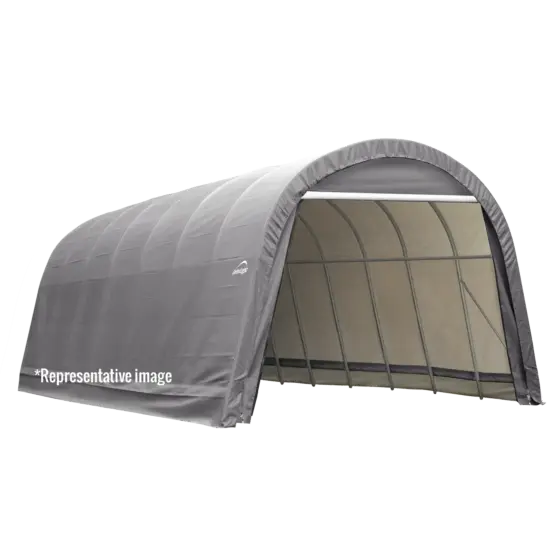 Shelterlogic 12x24x8 Round Style Shelter, Grey Cover