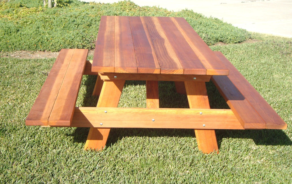Best Redwood Outdoor Super Deck With Attached Bench Picnic Table PTACHBB-5SC1905