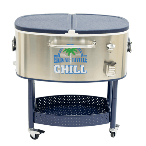 Shelterlogic Margaritaville Rolling Oval Stainless Steel Cooler - 77 Quart - Margaritaville Chill