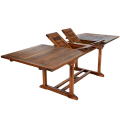 All Things Cedar 9-Piece Expandable to 83-in and 95-in Teak Dining Table and Folding Chair Set TE90-22