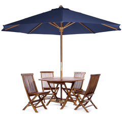 All Things Cedar with Octagon Table Folding Chairs and Umbrella Dining Set TT6P-O-B