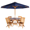 Image of All Things Cedar 6-Piece with Umbrella Round Folding Table Dining Set TT6P-R-B