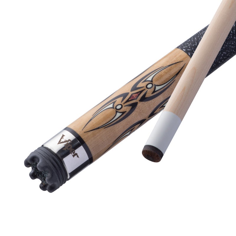 GLD Products Viper Sinister Black and White Wrap with Brown Stain Billiard/Pool Cue Stick