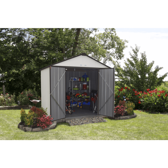 Shelterlogic Arrow EZEE Shed® , 8x7, High Gable, 72 in walls, vents, Cream & Charcoal