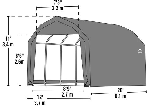 Shelterlogic Custom Barn 12 ft x 20 ft x 11 ft Standard PE 9 oz Sheltercoat 90053