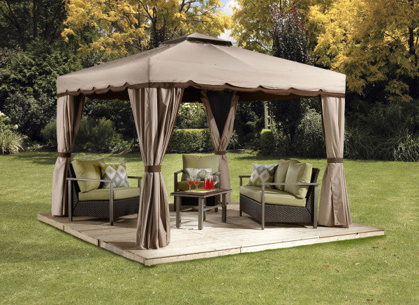 Sojag Roma 10 ft x 10 ft Beige with Brown Trim Soft Top Gazebo 500-9165388