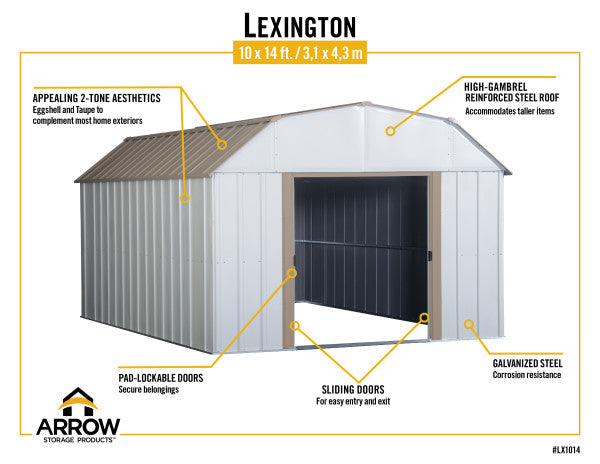 Arrowshed Lexington Steel 10 ft x 14 ft Eggshell Storage Shed LX1014-C1
